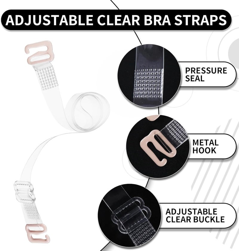 iMucci Clear Bra Straps 5Pairs Adjustable Clear Strap Invisible Bra Straps Non-Slip Shoulder Strap - Image 2